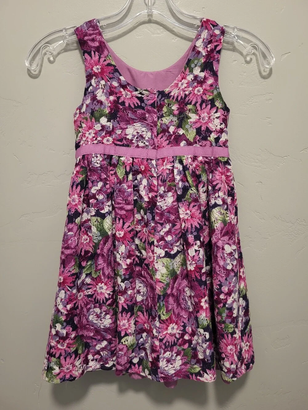 Gymboree Pink and Purple Floral Sleeveless Dress Size 5